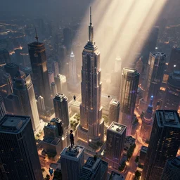 a cityscape, synthwave aesthetics, detailed illustration, octane render, god rays, intricate, epic lighting, cinematic composition, hyper realistic, 8 k resolution, unreal engine 5, by artgerm, tooth wu, dan mumford, beeple, wlop, artstation