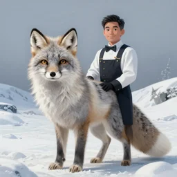 anthropomorphic art of an arctic fox butler by artgerm, victo ngai, ryohei hase, artstation, highly detailed digital painting, smooth, global illumination, fantasy art by greg rutkowsky, karl spitzweg