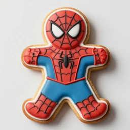 spiderman gingerbread cookie detailed tasty frosting red white blue