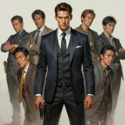 concept art of stunning male carpenter wearing suit, highly detailed painting by dustin nguyen, akihiko yoshida, greg tocchini, greg rutkowski, cliff chiang, 4 k resolution, trending on artstation, 8 k