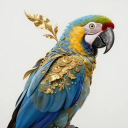 hyper realistic painting of a macaw, gold ornaments, flowing fabric, intrincate detail, detailed faces by wayne barlowe, gustav moreau, goward, gaston bussiere and roberto ferri, santiago caruso, and austin osman spare, ( ( ( ( occult art ) ) ) ) bouguereau, alphonse mucha, saturno butto