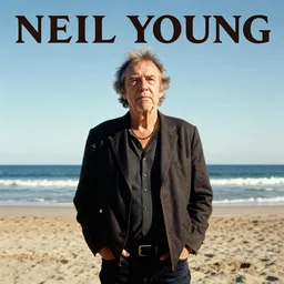 neil young album cover on the beach