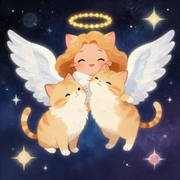 cute cats with angel wings, fantasy, cosmos, debbie boon