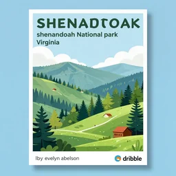 a tourism poster of shenandoah national park in virginia, by evelyn abelson, featured on dribble, regionalism, digital illustration, wallpaper, poster art