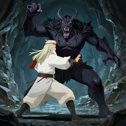 gandalf fighting the balrog in a mine underground in avatar : the last airbender, designed by bryan konietzko