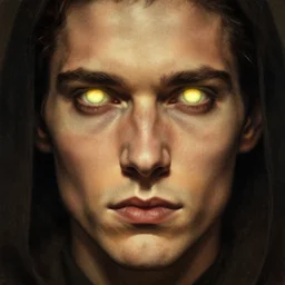 realistic d & d fantasy cultist with glowing eyes, closeup portrait art by donato giancola and greg rutkowski, vintage retro, realistic face, digital art, trending on artstation, symmetry!!