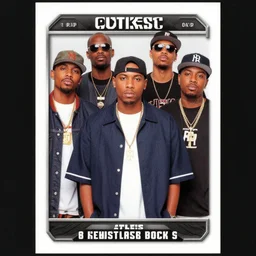 portrait of rap group outkast trading card, with symmetrical attributes, atliens sports trading card