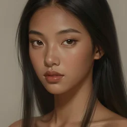 A bust of a beautiful dark skinned Chinese girl with lovely lips and smooth eyebrows and straight hair, HD, illustration, epic, fantasy, intricate, elegant, amazing detail, digital painting, artstation, concept art, smooth, sharp focus, illustration, art by Turine Tran