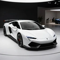 motorshow photo of a futuristic low sports wagon with aerodynamic fins and a generative design structure, box - shaped dark glass and plastic, low rider, peugeot prestige, highly detailed, dragonfly shape, white ceramic, cut roof camper, iridescent skin