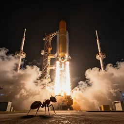 spacex rocket launching, from the perspective of an ant.