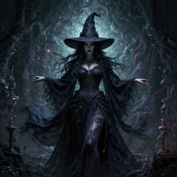 photo of mystical witch, hyper detailed, flowing background, intricate and detailed, trippy, 8 k, gothic