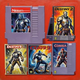 1 9 9 9 retro box art nes. commodore 6 4. destiny 2. contra. artgerm. coherent. keith parkinson. oil on canvas