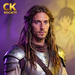 A professional digital portrait painting of a hippie D&D druid, painted by Wes Anderson, painted by Hayao Miyazaki, dressed in light armor, 4k, digital art, trending on cgsociety, highly detailed, head and shoulders shot, shallow depth of field, purple and yellow lighting, professional lighting, airbrush,