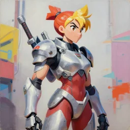 greg manchess portrait painting of invisible armored samus aran as overwatch character, medium shot, asymmetrical, profile picture, organic painting, sunny day, matte painting, bold shapes, hard edges, street art, trending on artstation, by huang guangjian, gil elvgren, ruan jia, greg rutkowski, gaston bussiere