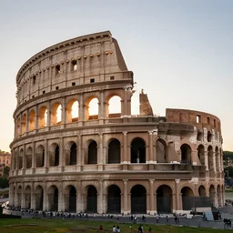 Professional detailed photo of the sunrise at the Colloseum, Italy