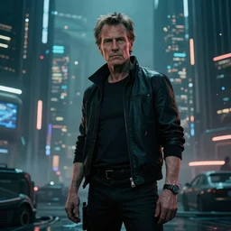 william dafoe starring in a cyberpunk story in a distopic futuristic city in the style of bladerunner, movie still, highly detailed