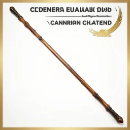 picture of a single wooden long futuristic thin enchanted ninja staff with some black ornaments, highlight, weapon, cyberpunk, sci - fi, fantasy, dnd, close shot, single long stick, bright background, award winning
