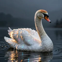 a swan with gaming leds in feathers by razer