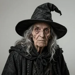 portrait, old wrinkled witch. dark clothes. high detail, great lighting, 8k resolution, masterpiece, concept art, illustration