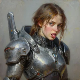 an ultradetailed beautiful portrait panting of an attractive woman wearing scifi armour, oil painting, fantasy art, by ilya kuvshinov, greg rutkowski and makoto shinka