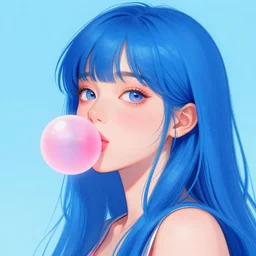 Bella ragazza, bubblegum, visualartzi, korean, and blue image, Elvgren, digital art, artstation