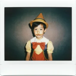 polaroid photo of human pinocchio