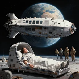 a man wakes up in a space pod alone next to a spaceship so large it carries a planet beneath it, by yuumei, bayard wu, wlop, tim white, ross tran, 4 k