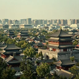 overlooking the ancient chinese chang'an city, bauhinia city, movie scenes, epic composition, very detailed