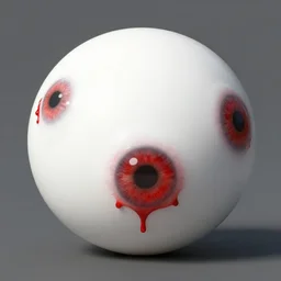 3 d white smooth sphere with a bleeding red eyeball blood tears, by hieronymus bosch, space background