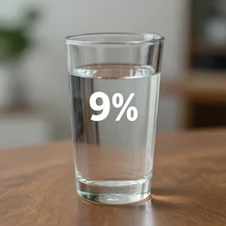 A glass of water on a table 50 percent full of water, 4k, unreal engine