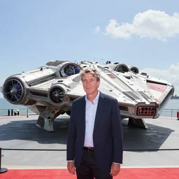 Francois hollande visiting the newly-built sci-fi high-tech French Millenium Falcon in Cherbourg. Epic, grandiose, scale. Very detailed. Ultra Realistic. 8K