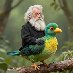 Charles Darwin riding a Dodo bird