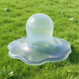 digital art by beeple. render of one huge fantasy transparent translucent water - slime in the meadow. fantasy, high details, masterpiece, cgsociety, octane render, 8 k, volumetric lighting, photorealism, translucent raytracing, artstation contest winner