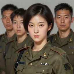 portrait of beautiful japan woman soldier in uniform, by artgerm, nick silva, ja mong, greg rutkowsky, digital, soft painting, photorealism, skin reflections