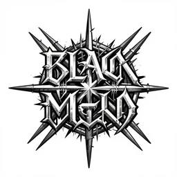 black metal band logo, metal font, unreadable, complex, complicated, black and white, grindcore, christophe szpajdel