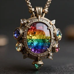 steampunk jewelry with rainbow colours, macro photography, F/2.8, depth of field, trending on artstation, octane render
