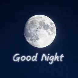 smiling moon in a starry sky saying good night