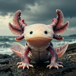 portrait, axolotl by the sea, dramatic lighting, cinematic, establishing shot, extremely high detail, foto realistic, cinematic lighting, pen and ink, Artgerm, post processed,