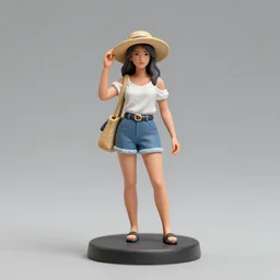 80mm resin detailed miniature of a girls in vacation , clothed in summer, 4K, Full body
