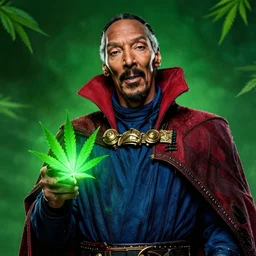 snoop dogg as the doctor strange, marijuana leaves, green light, highly detailed, marvel cinematic universe, mcu, photo