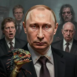 vladimir putin, anthropomorphic bald prehistoric reptile, putin is hybrid lizard, toothless, horror, macabre by donato giancola and greg rutkowski and wayne barlow and zdzisław beksinski, realistic face, digital art