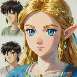 prompt : zelda soft light painted by james jean and katsuhiro otomo and erik jones, inspired by akira anime, smooth face feature, intricate oil painting, high detail illustration, sharp high detail, manga and anime 1 9 9 9