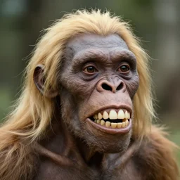 high school photograph of a neanderthal with blonde hair and big teeth.