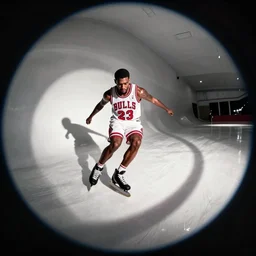 benny from chicago bulls skating, fish eye photo