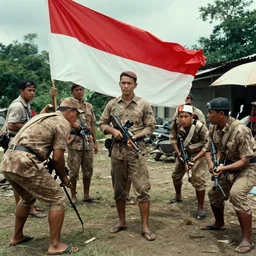 A shot from a Films about the Indonesian National Revolution by nuri iyem, james gurney, james jean, greg rutkowski, anato finnstark