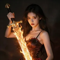 god of darkness wielding a flame sword