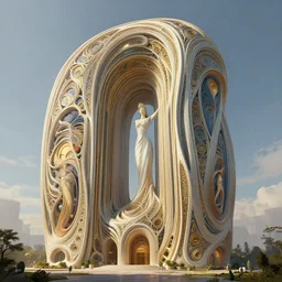 an artistic building for metaverse, fibonacci, intricate, highly detailed, digital painting, artstation, concept art, smooth, sharp focus, illustration, unreal engine 5, 8 k, art by artgerm and greg rutkowski and alphonse mucha