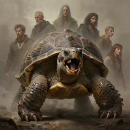 epic professional digital art of hungry monstrous tortoise, faint taupe moody atmospheric lighting, painted, intricate, detailed, detailed, foreboding, by leesha hannigan, wayne haag, reyna rochin, ignacio fernandez rios, mark ryden, iris van herpen,, epic, stunning, gorgeous, much wow, cinematic, masterpiece.