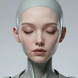 first contact facial portrait, female humanoid sci - fi mantis, retro - futuristic, evil, closed eyes, high details, by vincent di fate, artgerm julie bell beeple, 9 0 s, 3 d, matte, smooth gradients, volumetric lightning, light from below, high contrast, duo tone, depth of field