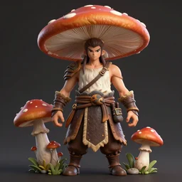 a humanoid figure mushroom warrior, highly detailed, digital art, sharp focus, trending on art station, anime art style